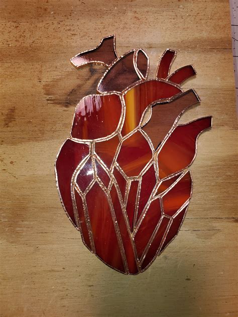 Glass Heart Art Anatomic Art Heart Stained Glass Heart | Etsy