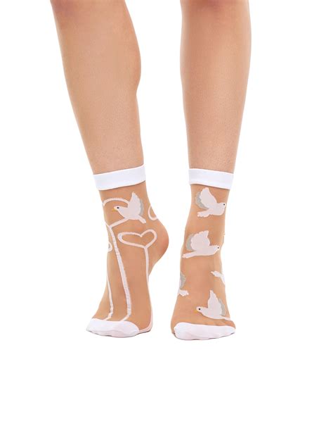 Vidám nylon zokni Fehér galambok | Dedoles