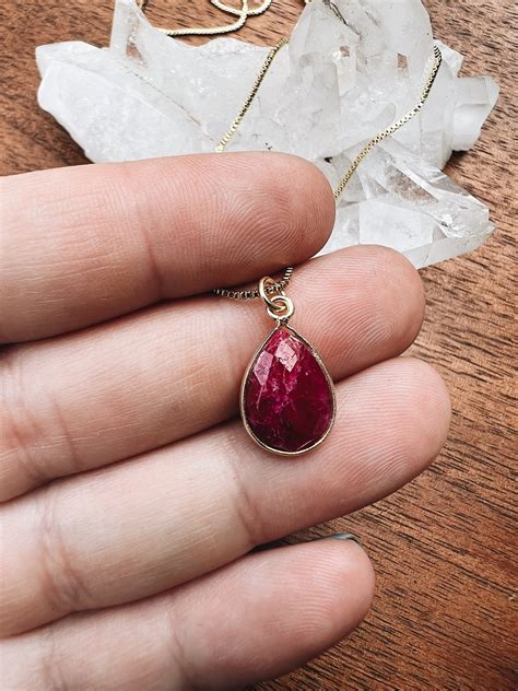 ruby birthstone jewelry ruby necklace gold ruby pendant real ruby