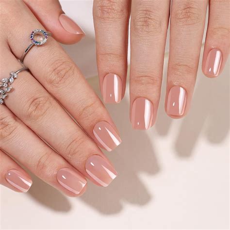 Nude Press on Nails Square Fake Nails Short Glue On Nails for Women