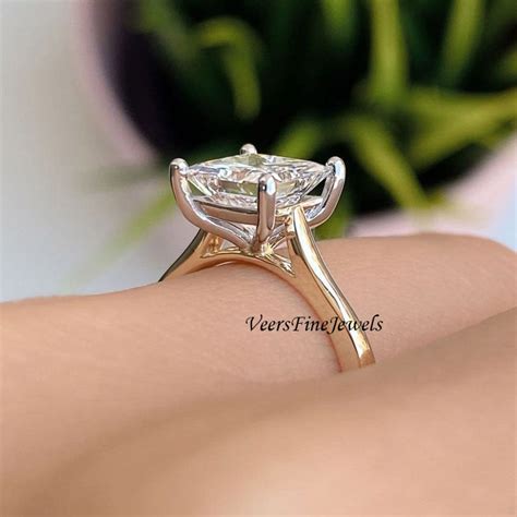 2CT Moissanite Princess Cut Diamond Ring/ Moissanite Solitaire - Etsy