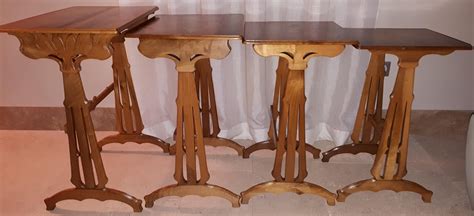 Set of 4 Art Nouveau Gallé Dragonfly Nesting Tables For Sale at 1stDibs