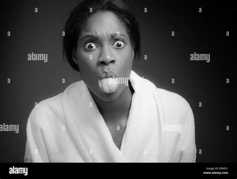 model isolated sticking tongue  stock photo alamy