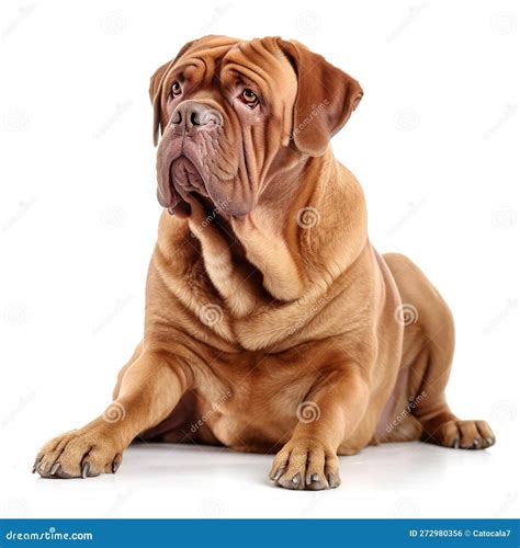 Big Red Dog Breed Dogue De Bordeaux Portrait Isolated On White Close-up