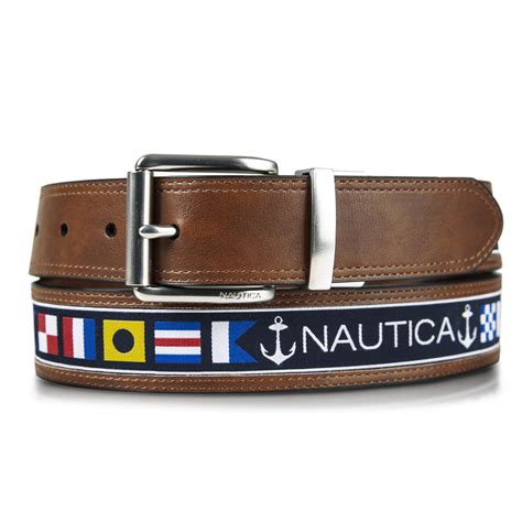Nautica Nautica Cinturón reversible para hombre con patrón de bandera