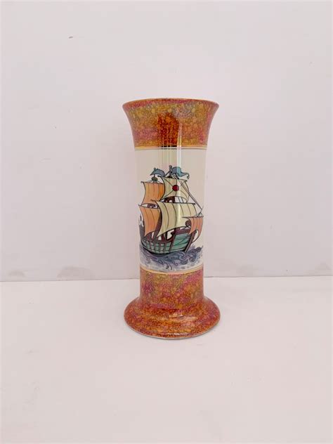 Leighton Pottery, Burslem, England Lustreware Vase With Sailing Ships ...