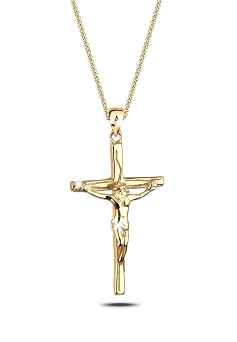 Elli by Julie & Grace Women 18" Crucifix Cross Necklace Silver 18k Gold