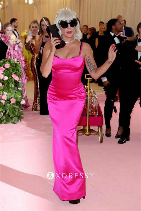Lady Gaga Hot Pink Formal-fitting Dress 2019 Met Gala - Xdressy
