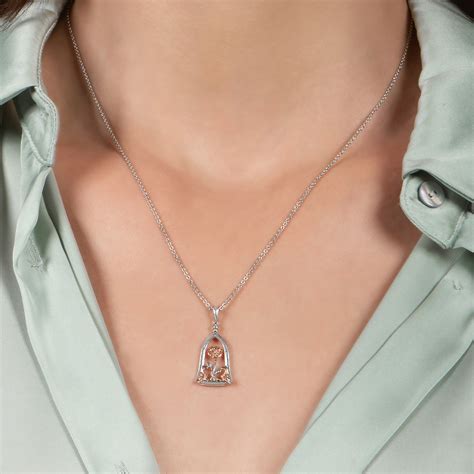 Disney Belle Inspired Rose Jar Diamond Pendant 14K Rose Gold ...