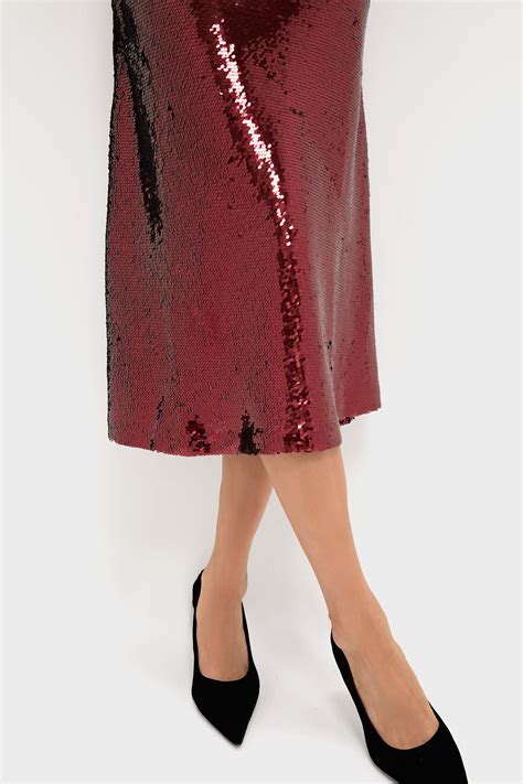 Deep Garnet Sequin Jena Maxi Dress | Saloni