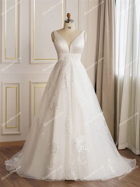 Classic Satin A-line Wedding Dress With Illusion Back