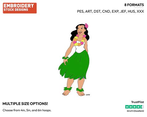 Nani Wearing Grass Skirt - Disney's Lilo & Stitch - Embroidery Design