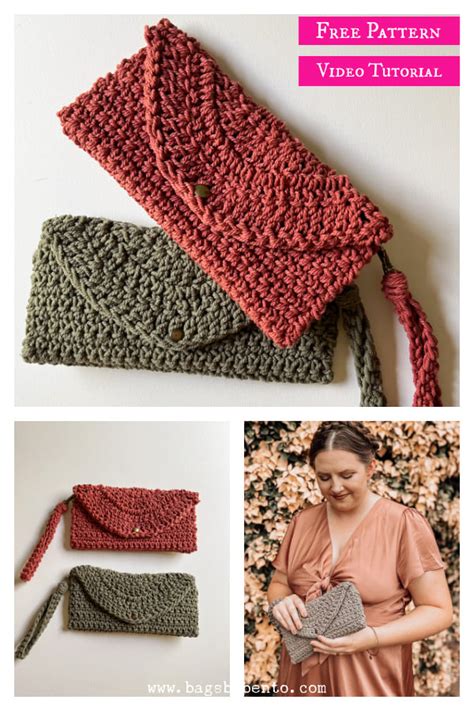 crescent clutch wristlet  crochet pattern  video