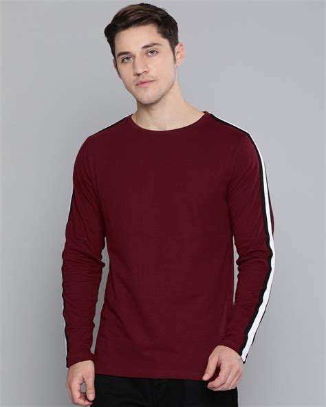 Buy Men's Maroon Solid T-shirt Online at Bewakoof