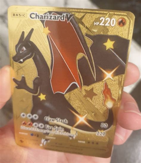 GOLD Shiny Charizard V Pokemon Card METAL Champions Path | Etsy UK