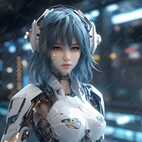 Premium Photo | 3d render of Mecha robot anime girl