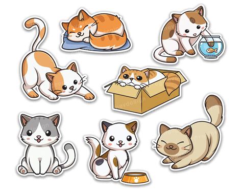 cute cat clipart kitten sticker pussycat vector kawaii chibi