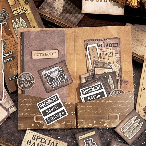 irregular vintage objects decorative paper journal stamprints