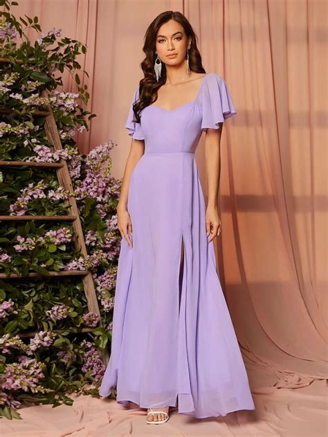 SHEIN USA | Lilac bridesmaid dresses, Designer bridesmaid dresses ...