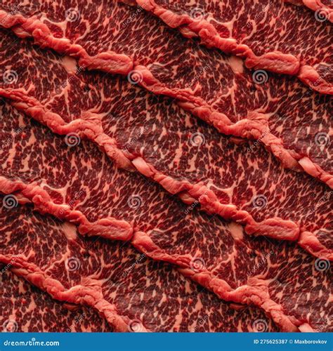 Close Up Marbled Raw Red Meat Steaks. AI Generative Illustration Stock