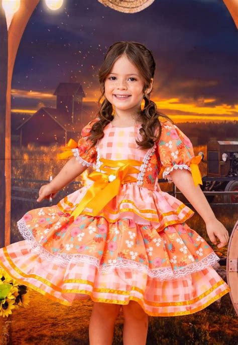 Menina Caipira Festa Junina - Vestido Festa Junina Infantil Menina Caipira