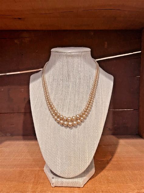 Vintage Fashion Double Stranded Faux Pearl Necklace - Gem