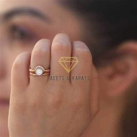 Unique Engagement Ring Wedding Band Bridal Set 14k Solid Rose - Etsy