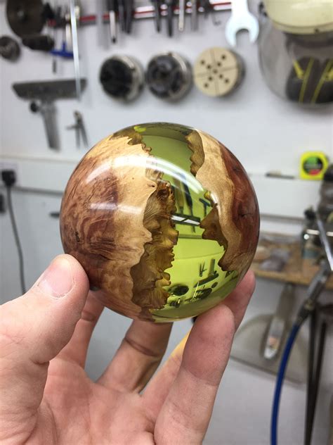 Hybrid sphere. Made by George Watkins | Wood turning, Wood turning projects, Wood resin