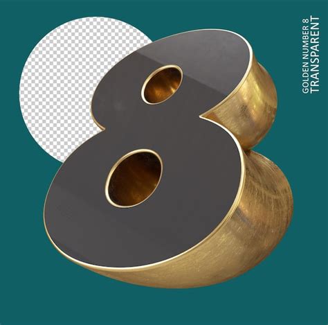 Premium PSD | 8 number 3d gold number number 8 3d