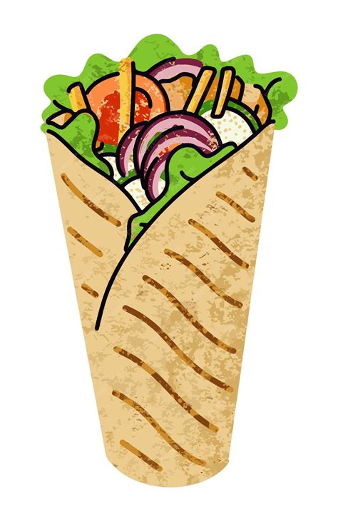 fast food shawarma cartoon icons set simple flat style street high