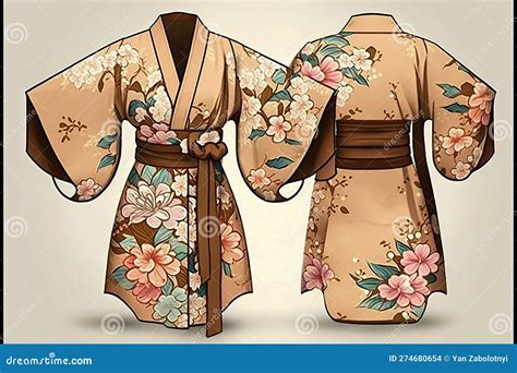 traditional yukata   floral pattern generative ai stock