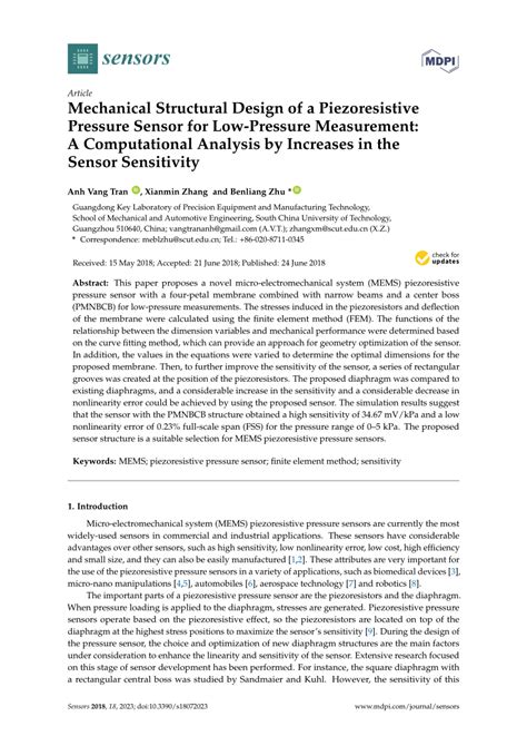 (PDF) Mechanical Structural Design of a Piezoresistive Pressure Sensor ...