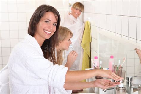 women  ready stock photo image  routine bathroom