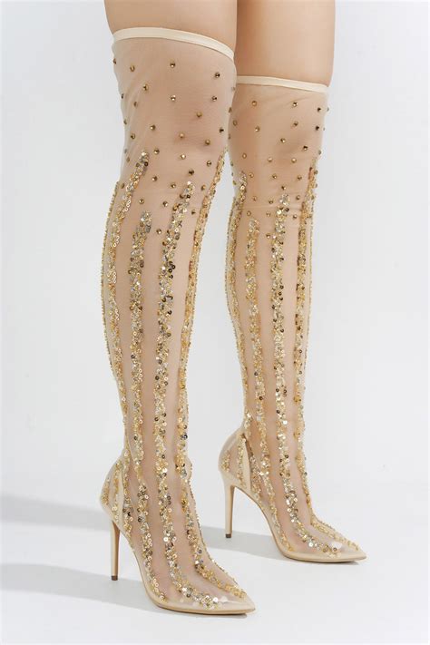 BRIDE - NUDE Thigh High Boots – AMIClubwear