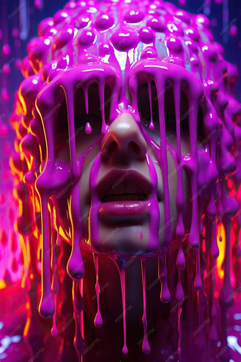 Premium AI Image | a woman with pink paint dripping off her face