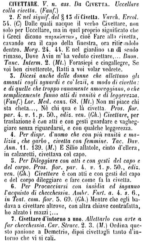 Dizionario: CIVETTARE