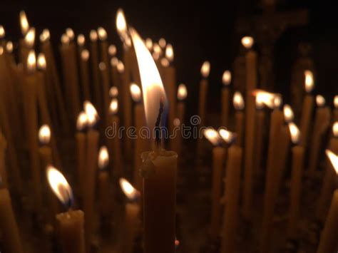 Burning Candles during Epiphany at Russian Orthodox Church. Stock Image - Image of fire, burning ...