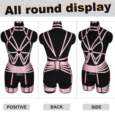 Sexy Pink Full Boby Punk Gothic Style Body Harness Bondage Fashion