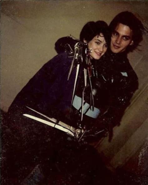 Winona Ryder and Johnny Depp on the set of Edward Scissorhands (1990 ...