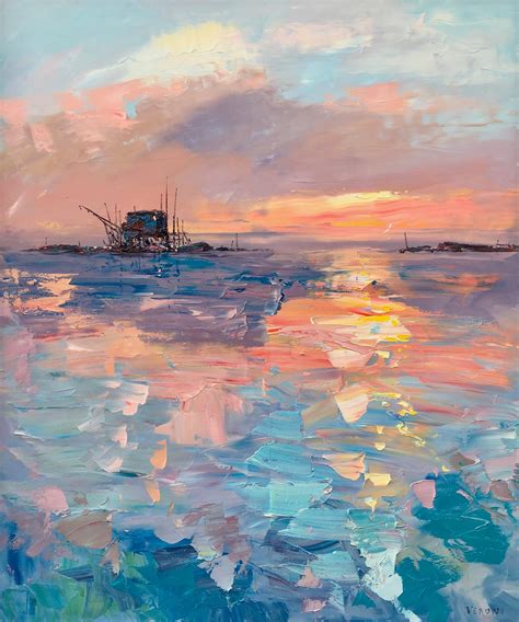 Ocean Sunset Painting Abstract
