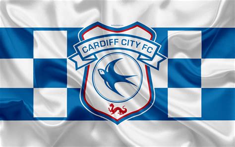 Download wallpapers Cardiff City FC, silk flag, emblem, logo, 4k ...