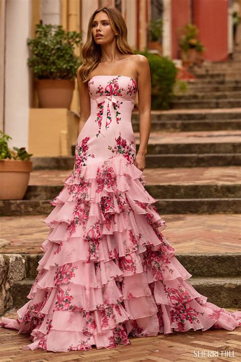 floral prom dresses  gowns  sherri hill