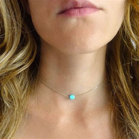 Turquoise Choker Choker Necklace Gold Filled Sterling - Etsy