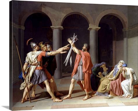 Three Ancient Roman Horatii Brothers Saluting Their Father As He Holds Their Swords Wall Art ...