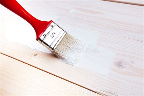 Paint Brush Painting on Wooden Surface Stock Photo - Image of hardwood, brown: 50717840