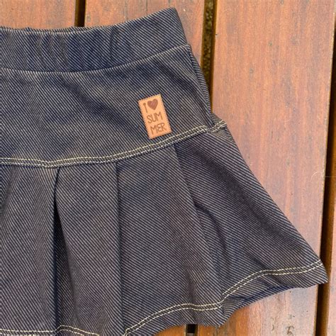 Saia Jeans Infanto Juvenil - Saia Short Infanto Juvenil Jeans Fake Preto - Pirulitinhos