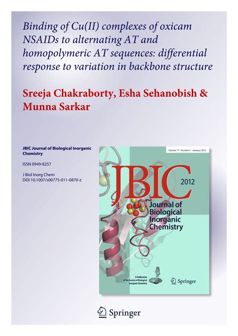 (PDF) Binding of Cu(II) complexes of oxicam NSAIDs to alternating AT ...