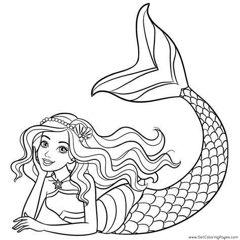 Cute Barbie Mermaid Coloring For Girls Get Coloring Pages | Mermaid ...