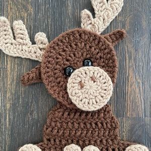 Moose Applique, Crochet Moose Applique, Premade Moose Applique, Ready ...