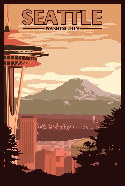 Seattle WA - Vintage Travel Poster - Etsy Canada